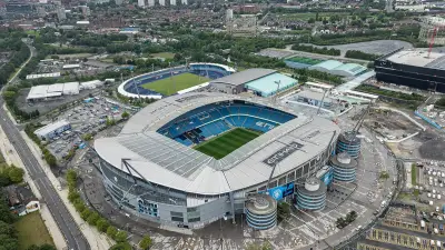 Aerial view of Manchester City's stadium