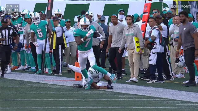 Caleb Douglas tight rope down the sideline for the TD