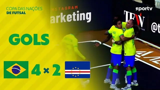 BRASIL 4 X 2 CABO VERDE | GOLS | COPA DAS NAÇÕES DE FUTSAL | sportv