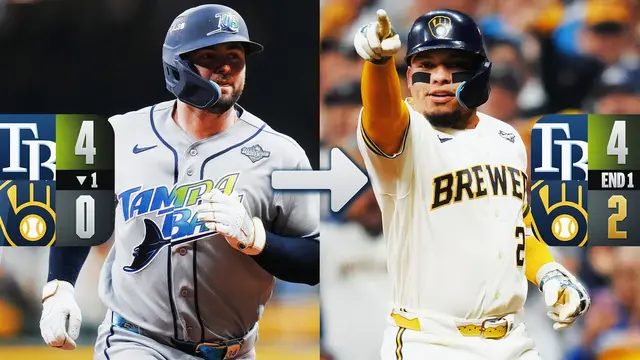 Brewers respond to early Rays World Series lead with a pair of runs in the bottom of the 1st inning!